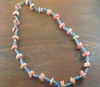Necklace Coral and African Glass